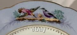 X2 Antique Bailey Banks & Biddle Porcelain Purple Blue Plates Birds Butterfly