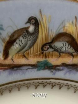 X2 Antique Bailey Banks & Biddle Porcelain Purple Blue Plates Birds Butterfly