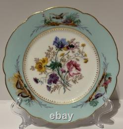 X2 Antique Bailey Banks & Biddle Porcelain Purple Blue Plates Birds Butterfly