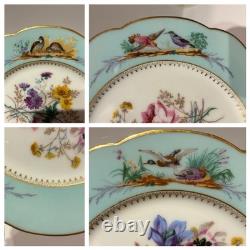 X2 Antique Bailey Banks & Biddle Porcelain Purple Blue Plates Birds Butterfly