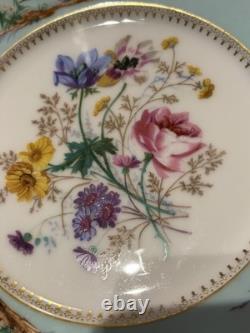 X2 Antique Bailey Banks & Biddle Porcelain Purple Blue Plates Birds Butterfly