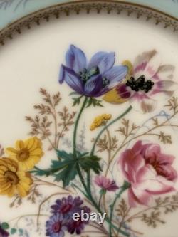 X2 Antique Bailey Banks & Biddle Porcelain Purple Blue Plates Birds Butterfly